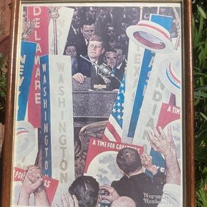 President John F Kennedy “JFK” political campaign art poster by Norman Rockwell.